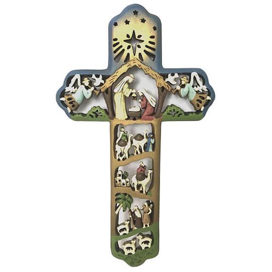 Santa's Workshop 12" Nativity Cross By Santasworkshop | Michaels®